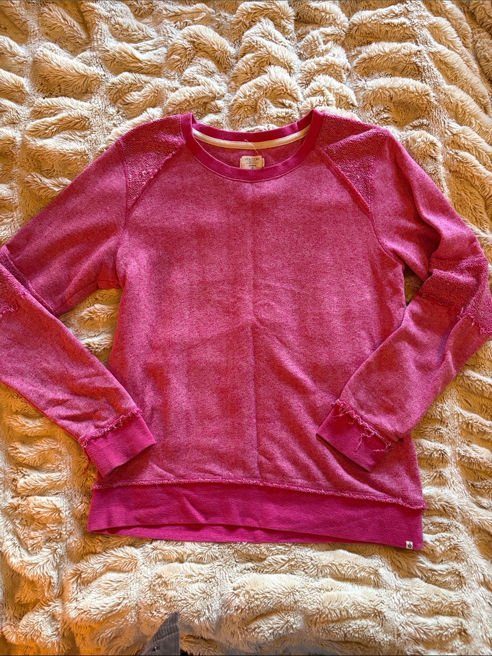 Volcom Women's Crewneck Sweater in Fuchsia Pink